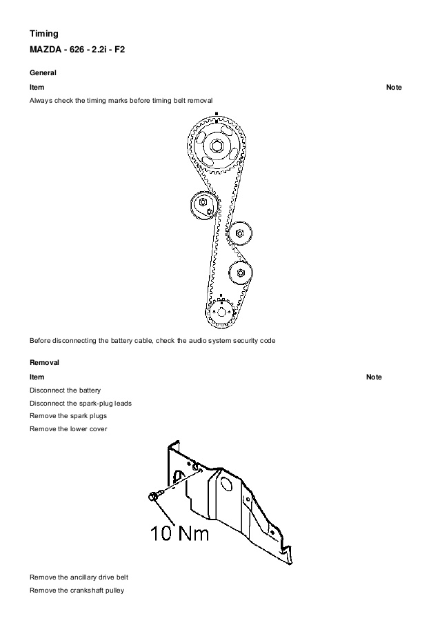 Download Mazda 626 F2 2.2i Service Manual – The Workshop Manual Store